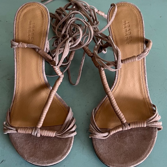 Isabel Marant Arja Brown Leather Lace Up Suede Heels Sandals 37 New $990 - Picture 15 of 16